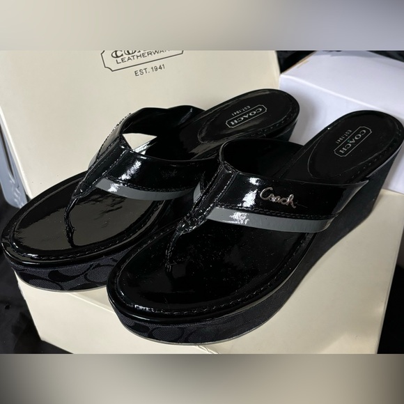 Coach Shoes - Coach wedge sandals size 10 never worn before